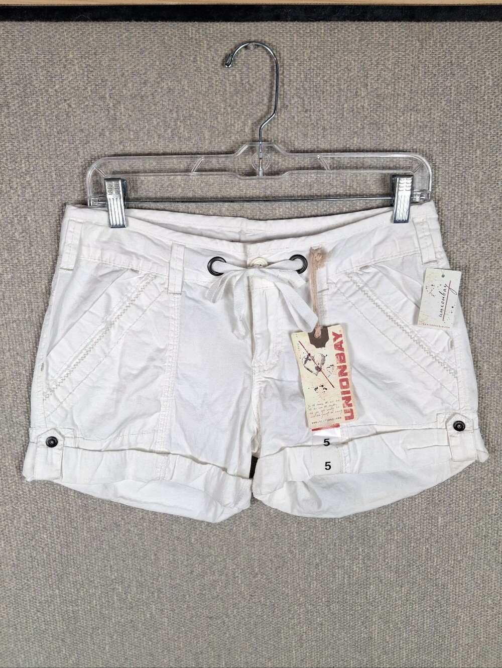 Union Bay Utility Cargo Shorts Size 5 White Drawstring Summer Beach Y2K Festival